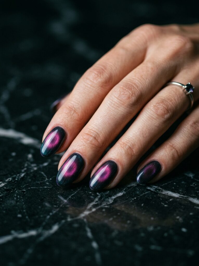 blackened tourmaline aura nails
