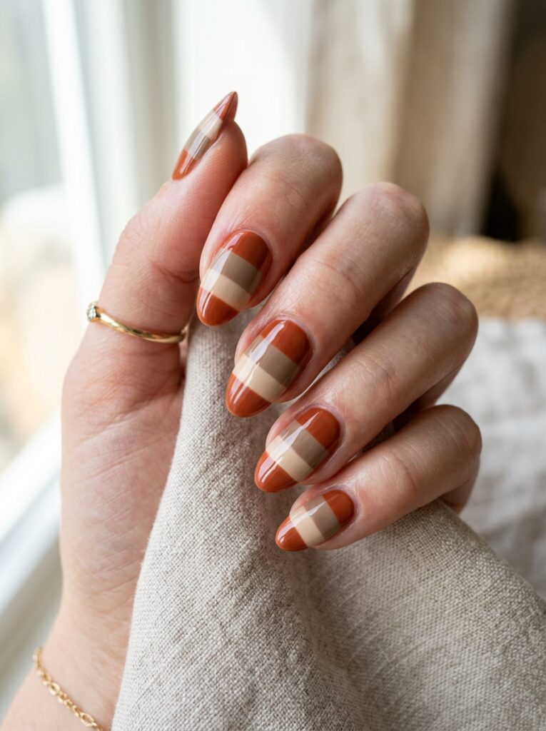 wide color block striped nails