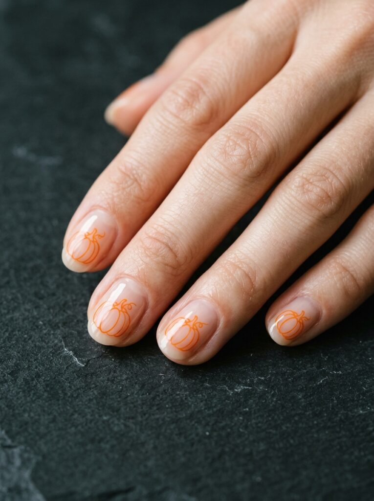 negative space pumpkin outline nails