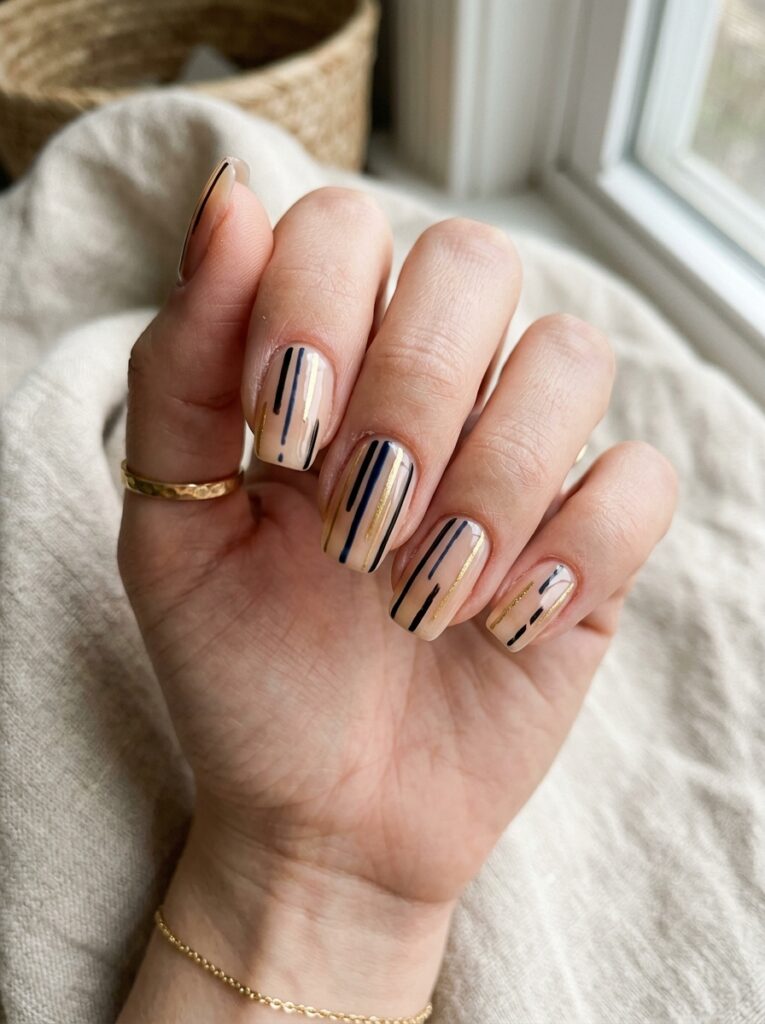 broken stripe nail design