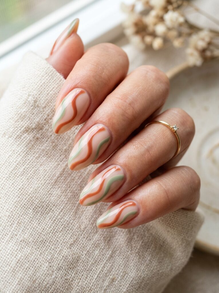 wavy stripe nail art design