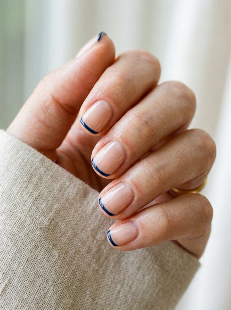 micro french tip on short nails