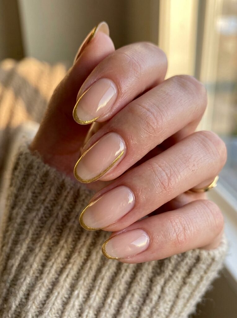 gold side stripe nail design