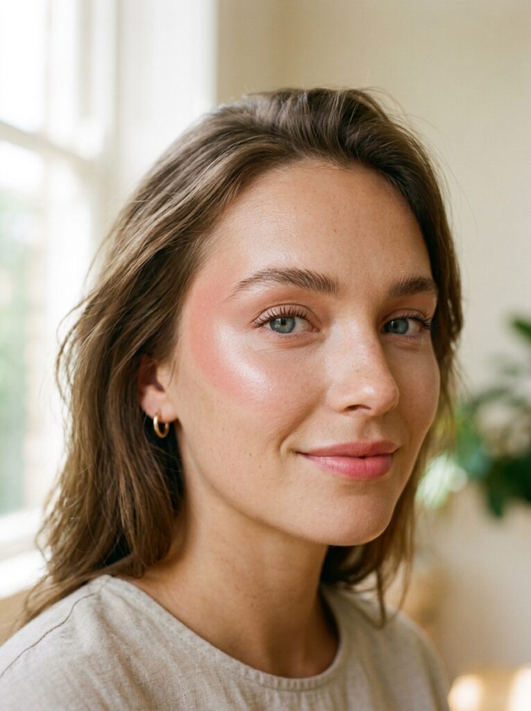 under eye blush in c shape placement