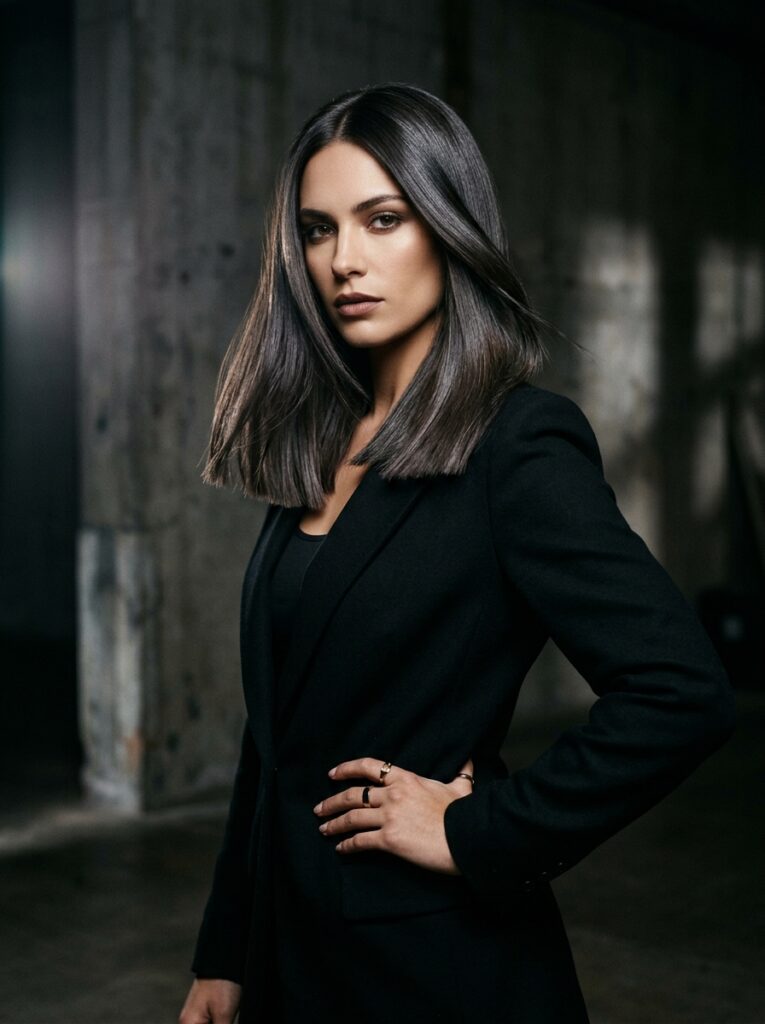 midnight charcoal brunette hair color