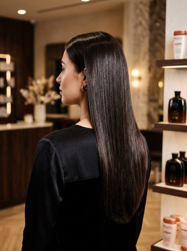 glossy espresso bean brunette hair color