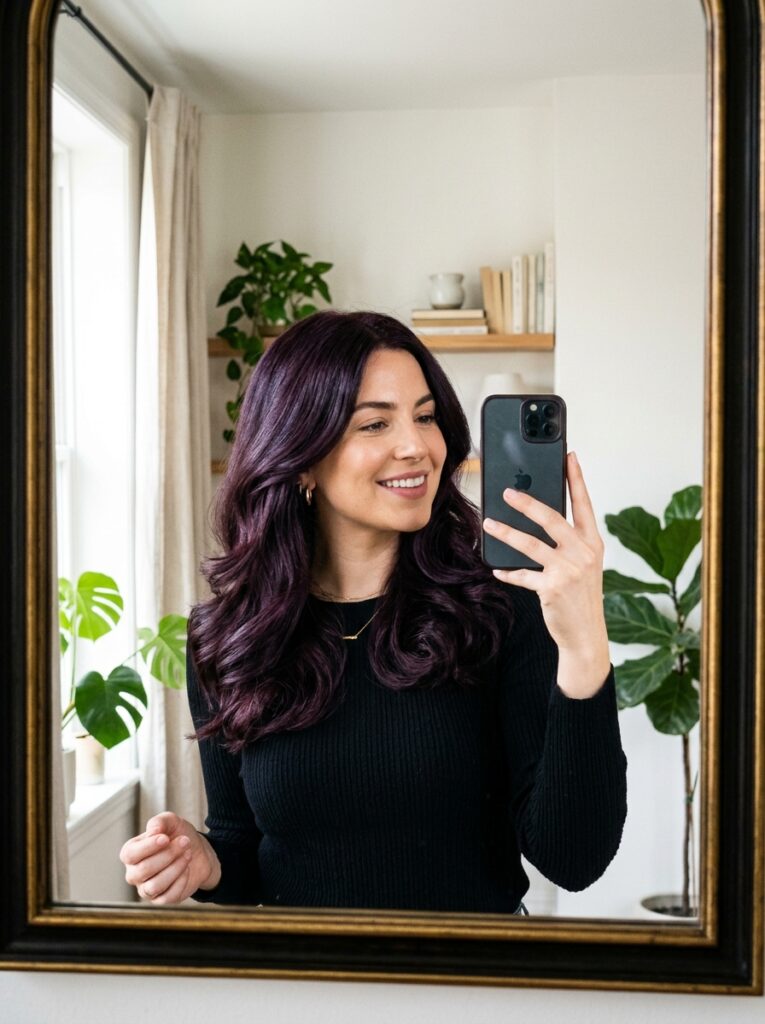 deep velvet blackberry brunette hair color