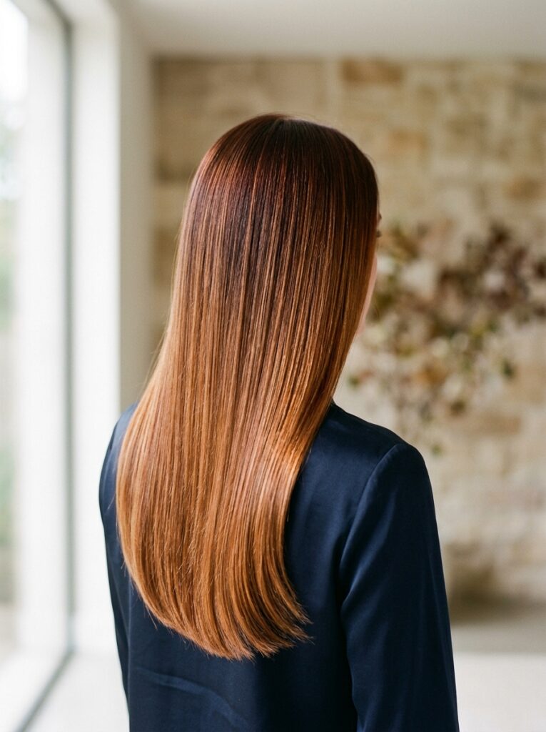 copper balayage on fine hair