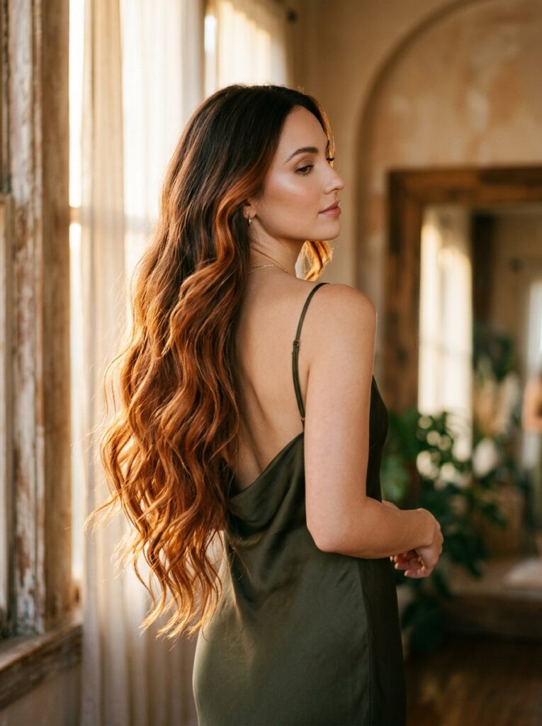 copper ombre hair color melting into ends
