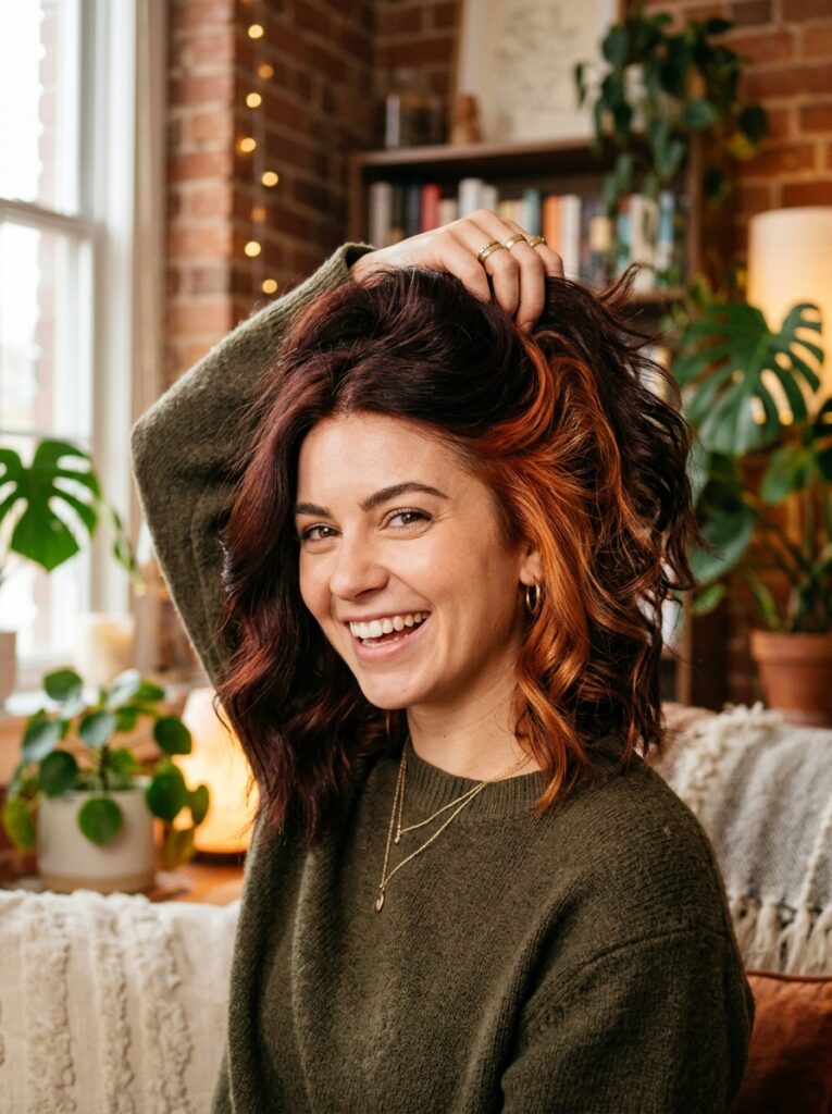 copper peekaboo highlights hidden underneath