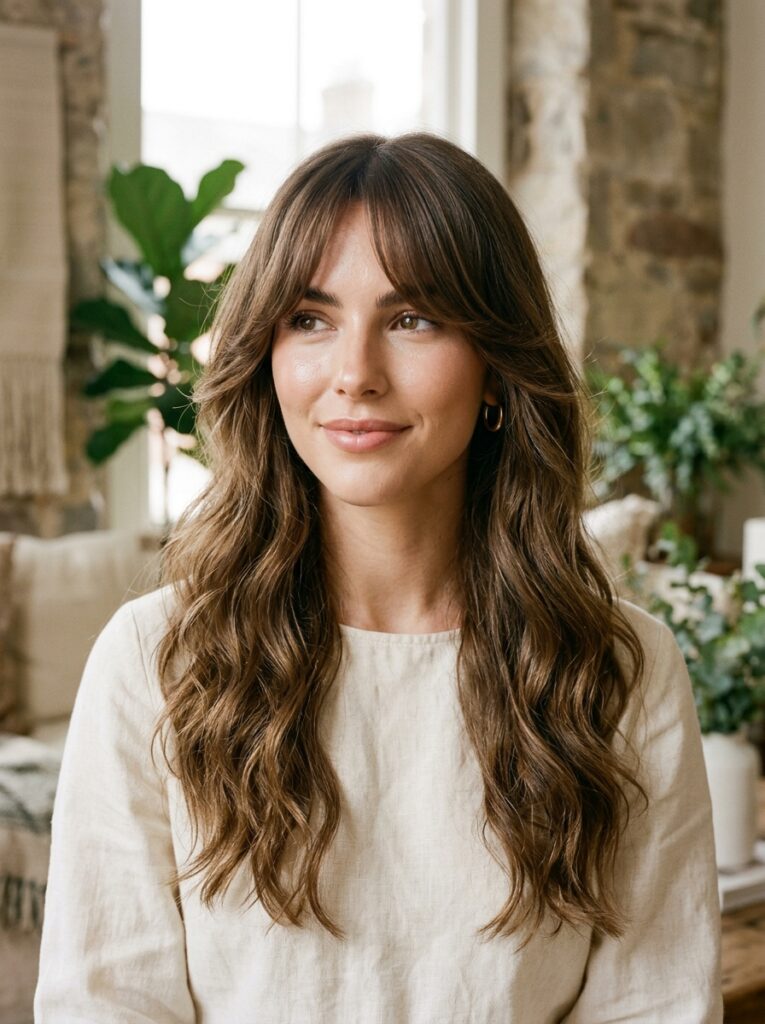 curtain bangs for a heart shaped face