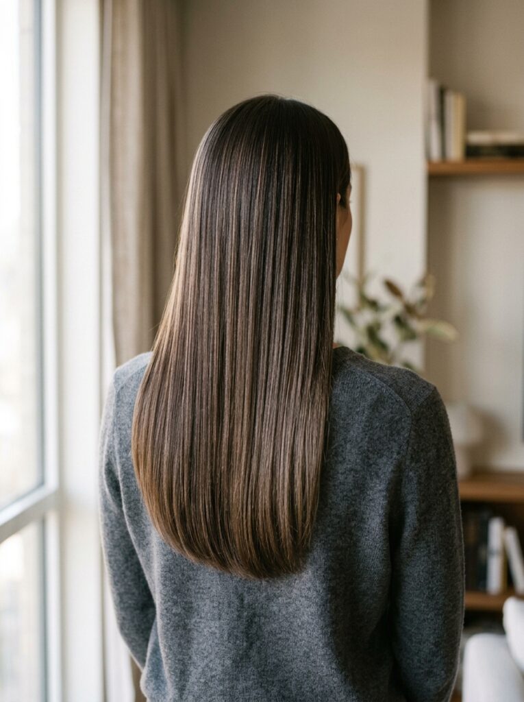 frosted hazelnut babylights on brunette hair