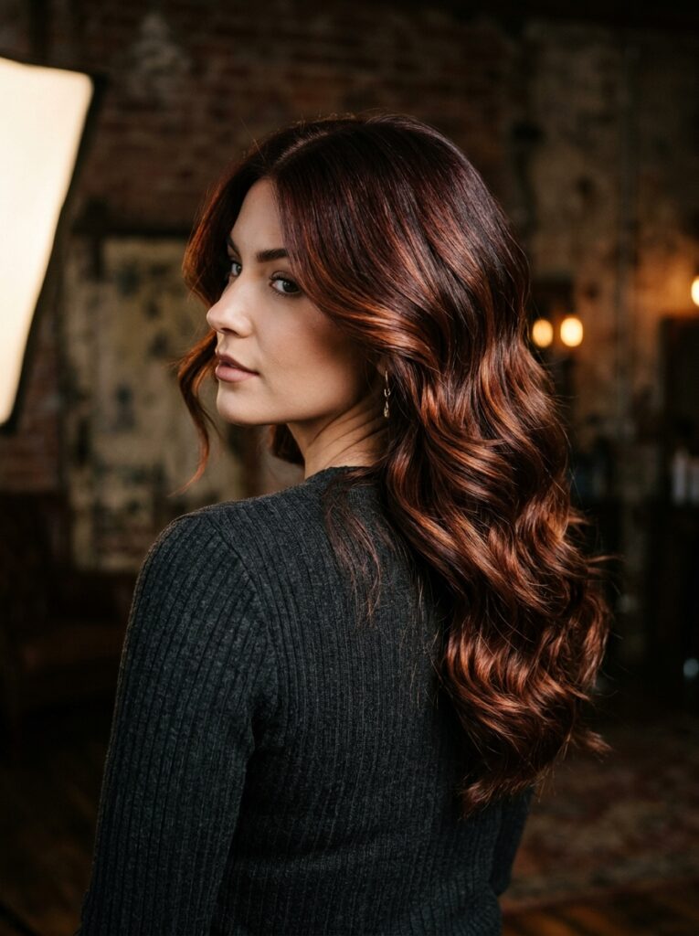 mahogany copper balayage deep red brown