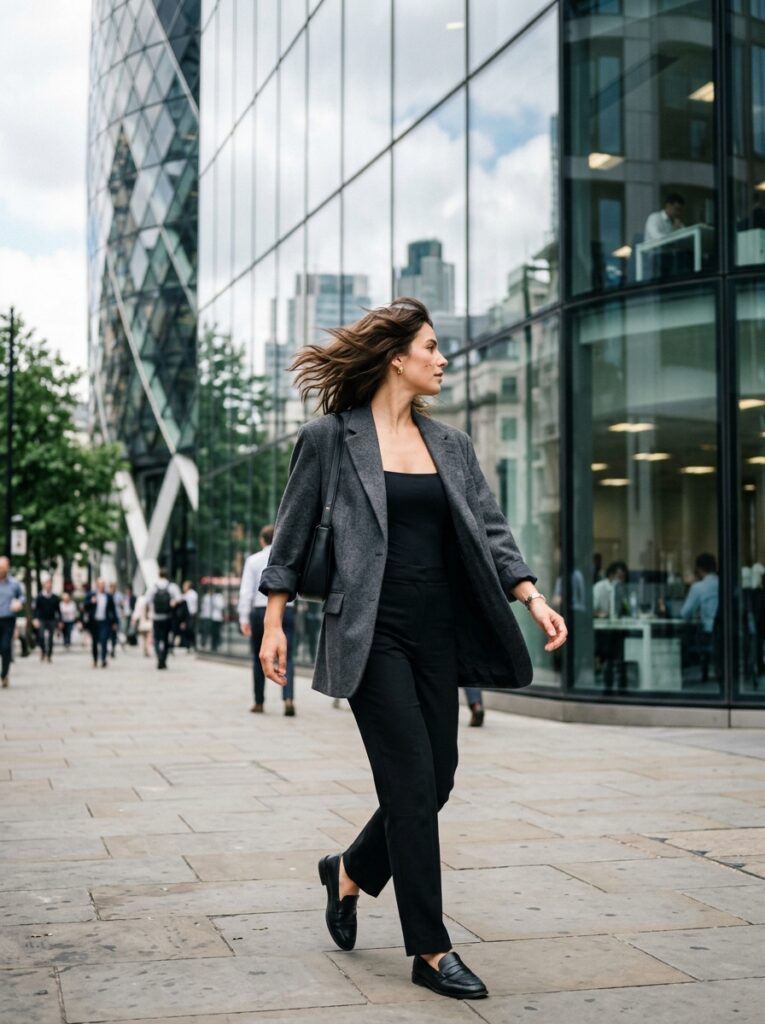 oversized blazer with square neck bodysuit date outfit
