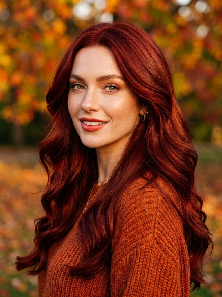 Auburn spice hair in a vibrant warm red shade