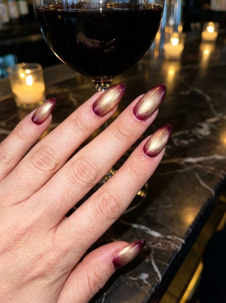 champagne to burgundy aura christmas nails