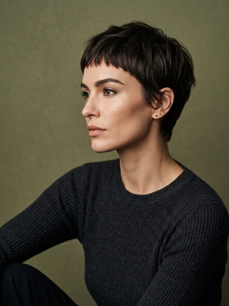 piecey pixie cut with micro bangs